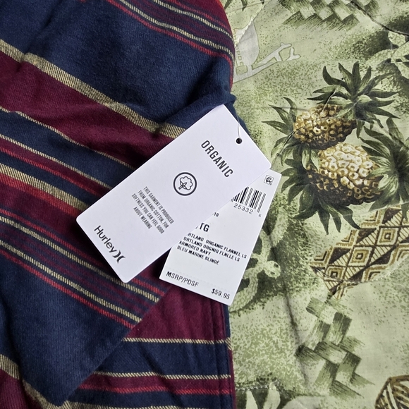 New Hurley Mens Striped Blue and Red Men's Shirt Size XL - Picture 3 of 4